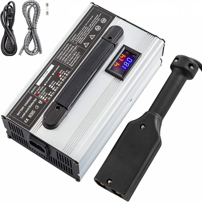 36V 18A Golf Cart Battery Charger With Connector Plug LED Status Light Charging Ez Go Club Car