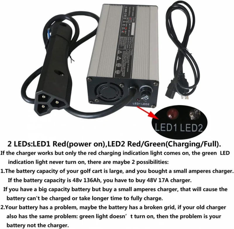New 48V 6A RXV Golf Cart Battery Charger for Ez-Go EZgo TXT with RXV Plug 3 Prong