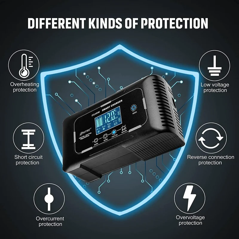 Lifepo4 15A Charger,12V/24V Lead-Acid(AGM/Gel/SLA)/Lithium Lron Trickle Charger,Pulse Repair Car Battery Charger