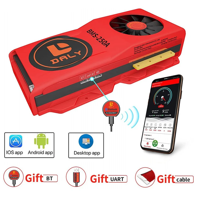 Daly Smart Bms Lifepo 4S 12V 250A FAN Bluetooth BMS Board 52 130 257
