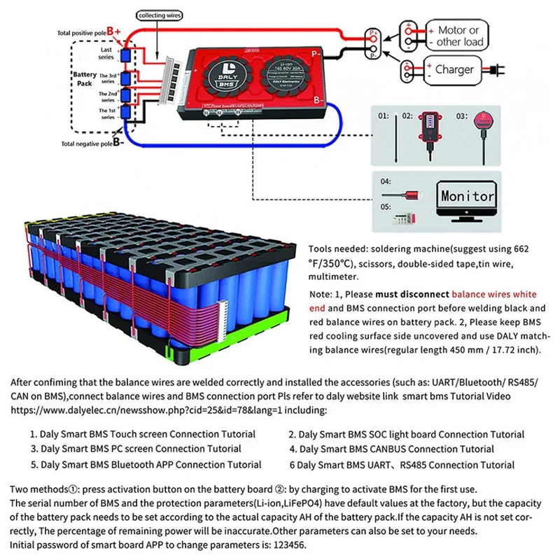 Daly Smart Bms Lifepo 4S 12V 250A FAN Bluetooth BMS Board 52 130 257
