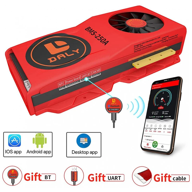 Daly Intelligente Bms Li-ion Lifepo 8S 24V Li-Ion 250A Con Fan Bluetooth 52 130 235