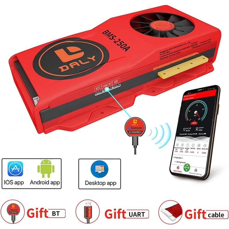 Daly Smart Bms Lion 3S 12V 250A FAN Bluetooth BMS Lithium Battery Protection Card