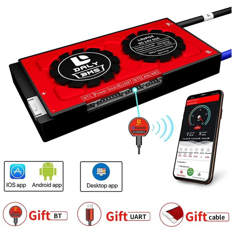 Daly Intelligent BMS Li-ion Lifepo 8S 24V Li-Ion 60A Bluetooth 18 66 128