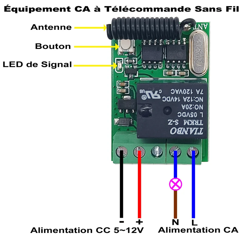 1 Voie CC 5~12V Mini Module Relais Kit Interrupteur Télécommande Sans Fil (Modèle: 0020647)