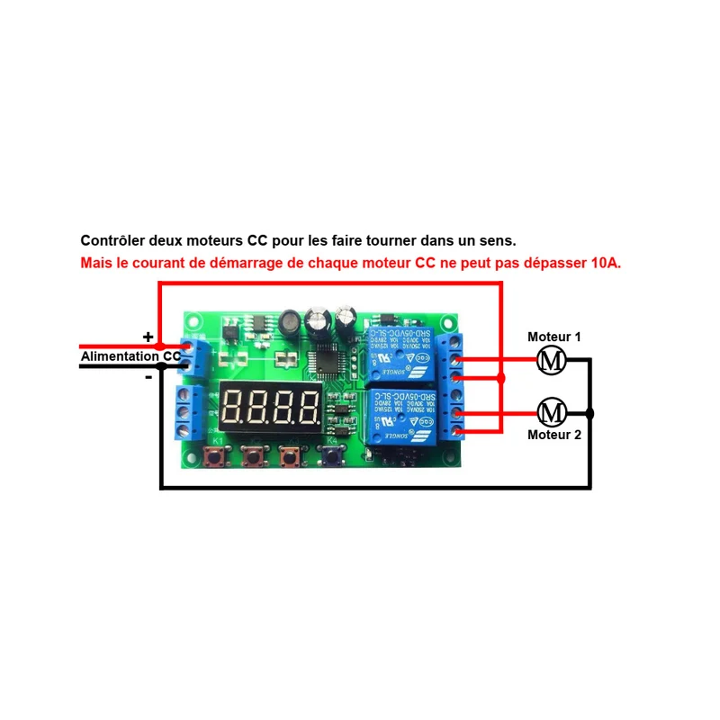 12V Module de Temps avec 2 Canaux 10A Sortie Relais