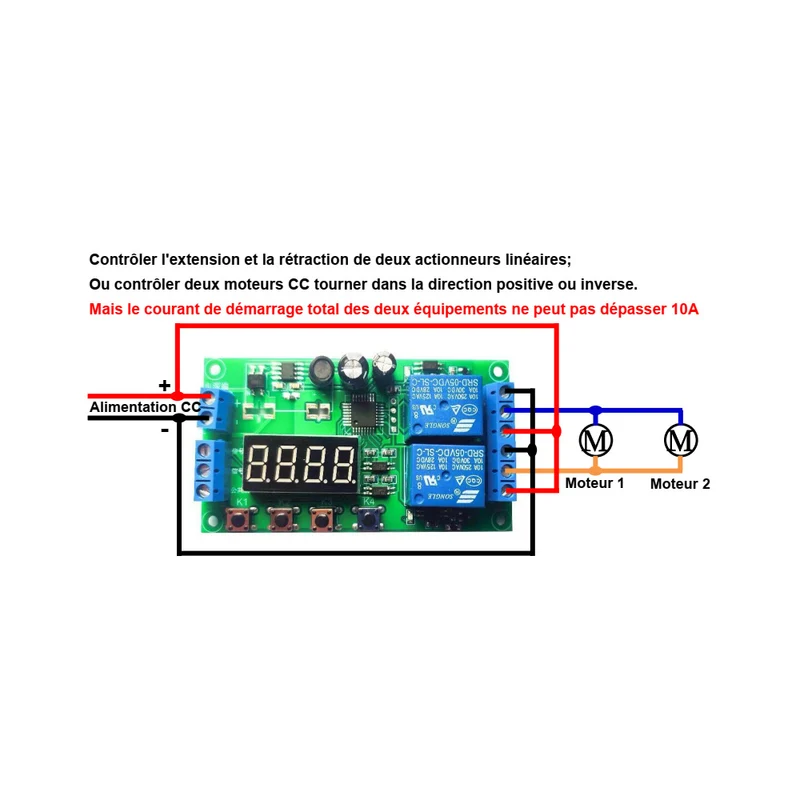 12V Module de Temps avec 2 Canaux 10A Sortie Relais