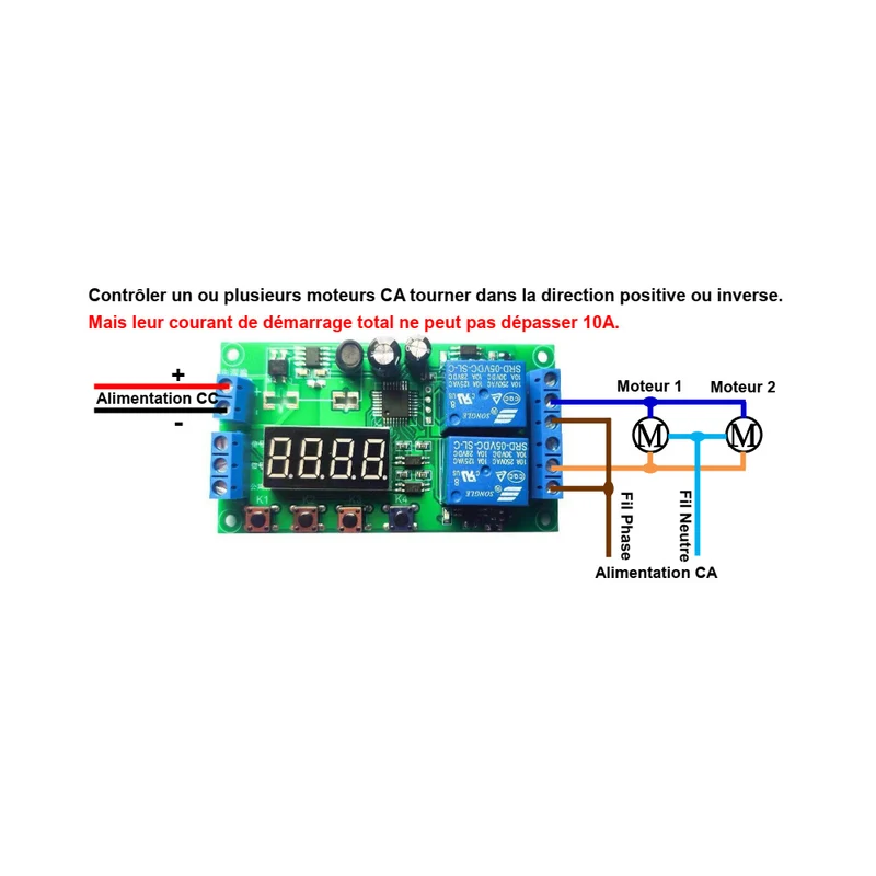 12V Module de Temps avec 2 Canaux 10A Sortie Relais