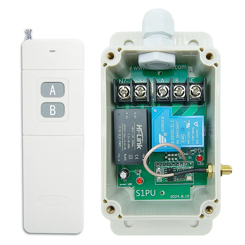 230V interrupteur relais sans fil 1 canal 30A avec télécommande 1km (Modèle: 0020489)