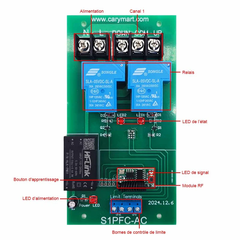 1 Voie 30A Interrupteur Sans Fil Récepteur Pour Moteur Électrique 220V (Modèle: 0020130)