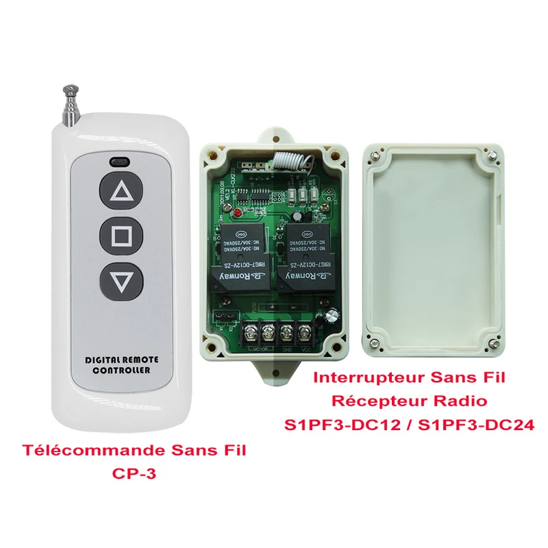 CC 15A Kit Interrupteur Télécommande Sans Fil pour Moteur 12V 24V (Modèle: 0020601)