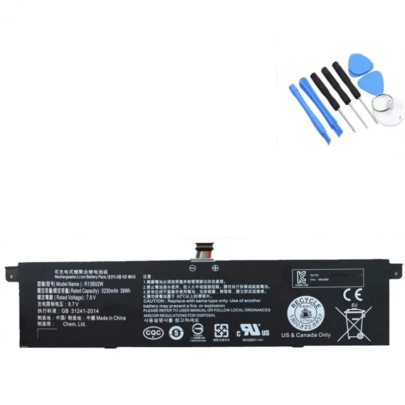 R13B01W R13B02W Laptop Battery For Xiaomi Mi Air 13.3" Series Tablet PC 7.6V 39WH