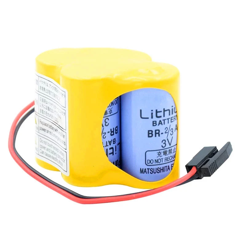 6V Li-Ion 4400mAh Spare Battery, Suitable for FANUC BR-2, 3AGCT4A PLC CNC 2-wire Connector