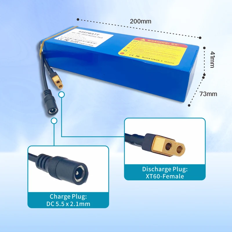 36V 10S2P 7Ah 18650 Lithium Ion Battery Suitable For Skateboard Electric Bike XT60