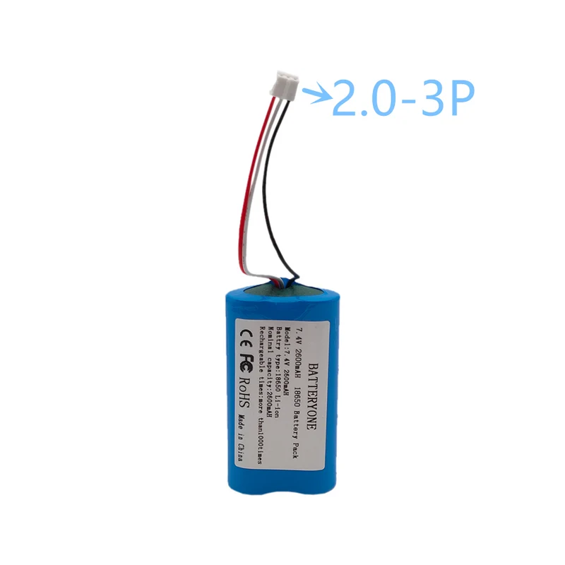 NTC Protected 7.4V 18650 2s1p 2600mAh Battery with Board and Connector 2.0-3P/2.54-3P
