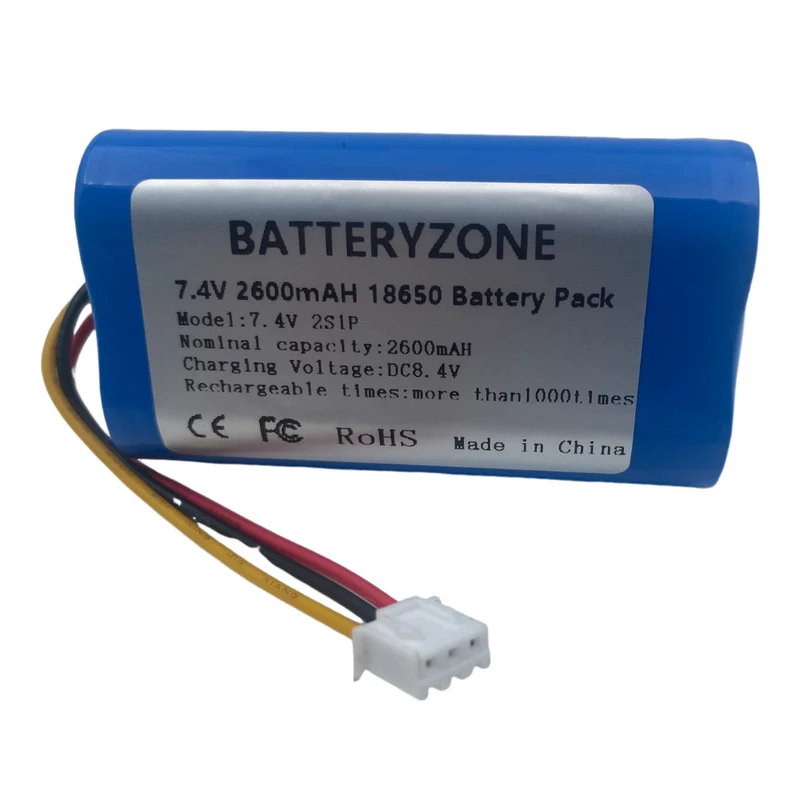 NTC Protected 7.4V 18650 2s1p 2600mAh Battery with Board and Connector 2.0-3P/2.54-3P