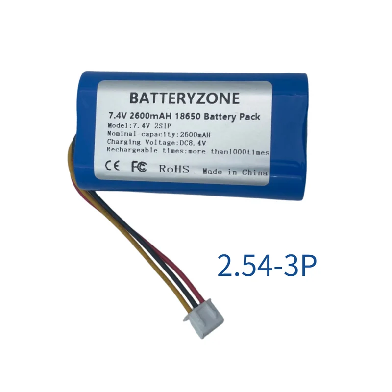 NTC Protected 7.4V 18650 2s1p 2600mAh Battery with Board and Connector 2.0-3P/2.54-3P