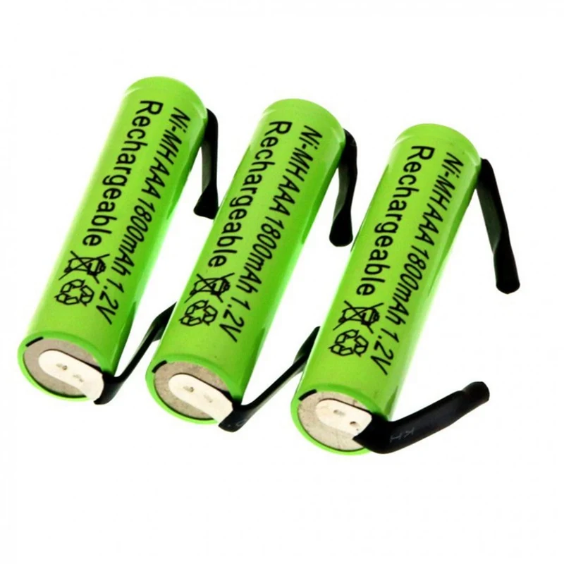2pcs 1.2V Ni-mh AAA Battery Cell, 1800mah, with Solder Tabs for Braun Electric Shaver, Razor, Toothbrush
