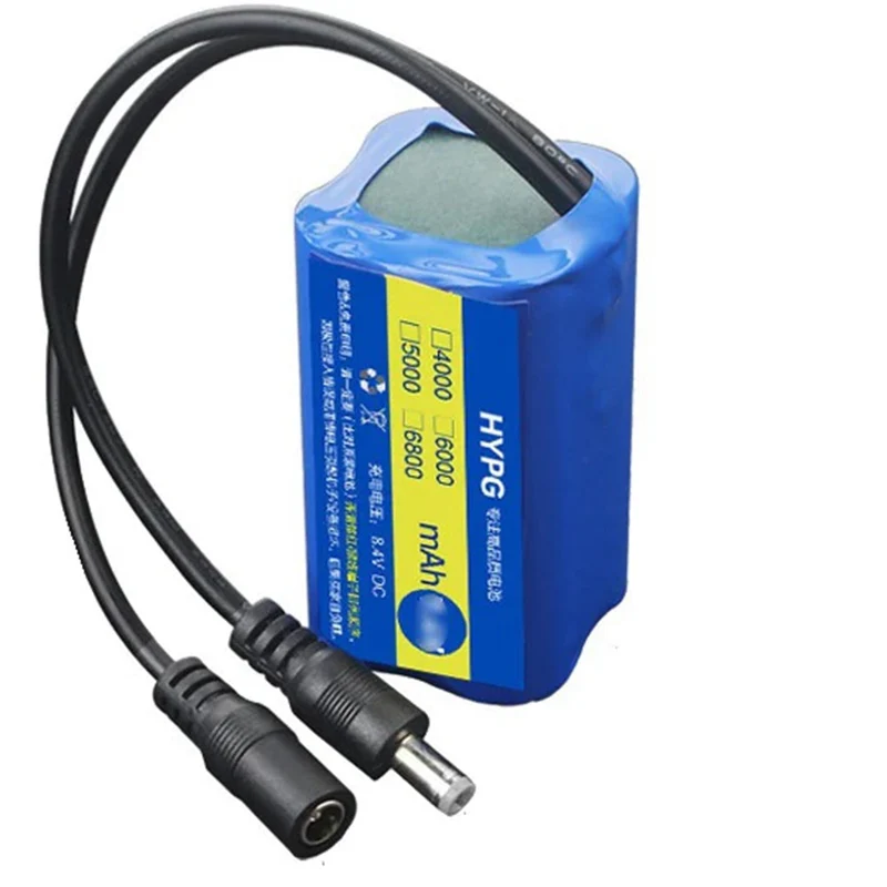 7.4V 18650 6000mAh Lithium Battery Pack SM PH2.0 XH 2.54-2P Connector with BMS For LED Light Speaker