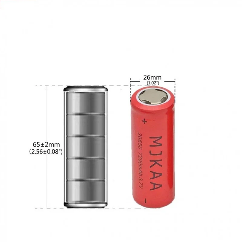 4PCS 26650 Large Capacity Battery 7200mAh 3.7V Lithium Ion Battery for Flashlight Brand New