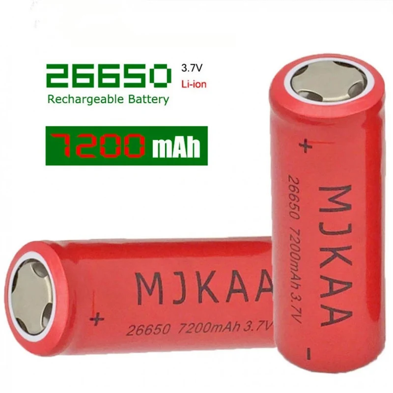 4PCS 26650 Large Capacity Battery 7200mAh 3.7V Lithium Ion Battery for Flashlight Brand New