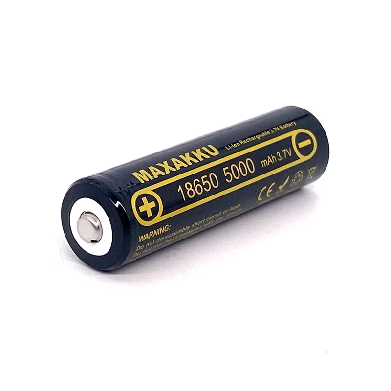 2pcs 18650 3.7V 5000mAh Rechargeable Batteries for LED Flashlight Large Capacity