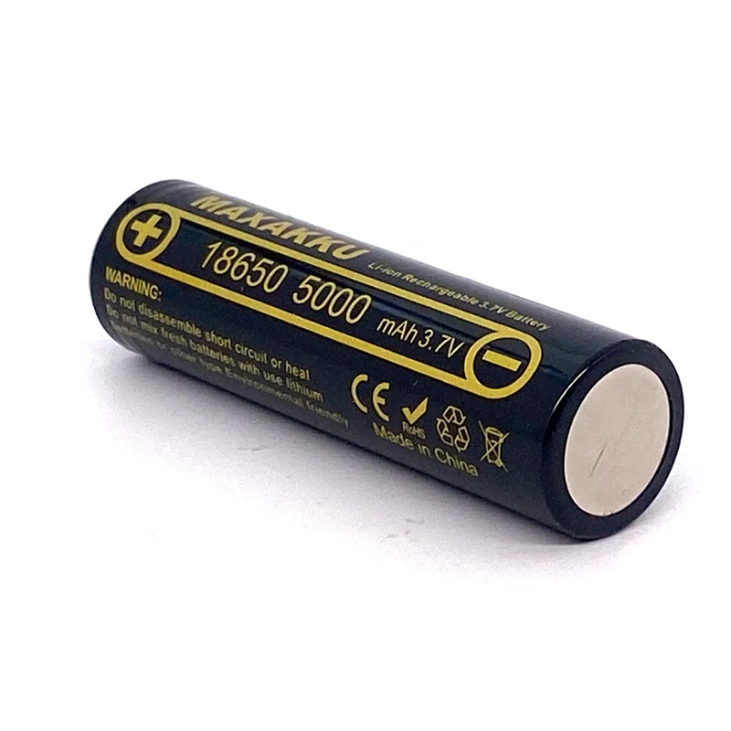 2pcs 18650 3.7V 5000mAh Rechargeable Batteries for LED Flashlight Large Capacity
