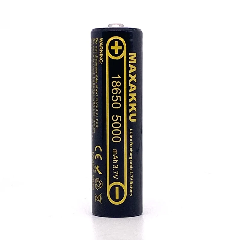 2pcs 18650 3.7V 5000mAh Rechargeable Batteries for LED Flashlight Large Capacity