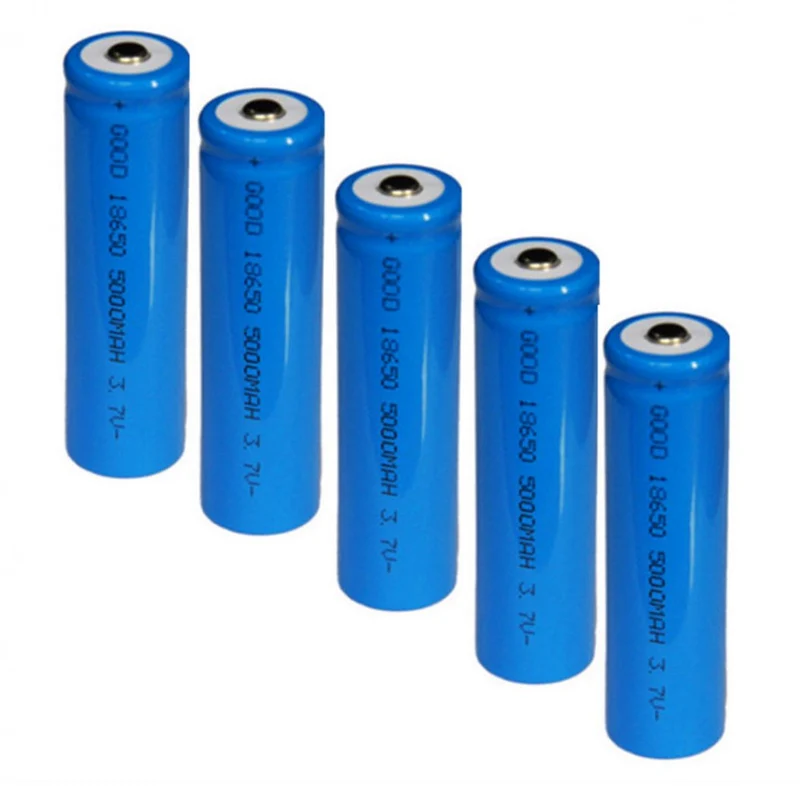 2pcs 18650 3.7V 5000mAh Rechargeable Batteries for LED Flashlight Large Capacity