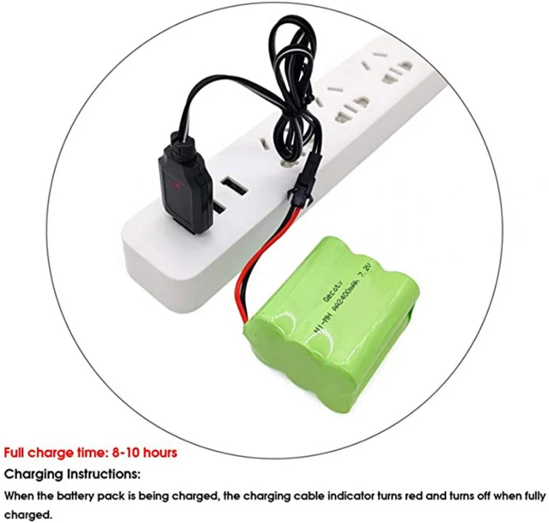 7.2V NI-MH battery 2400mAh rechargeable AA with SM 2P connector and USB charging cable