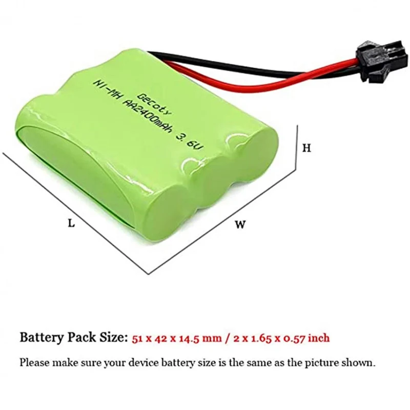 3.6V Battery Pack NI-MH AA Rechargeable 2400mAh Battery for Remote Control Toy