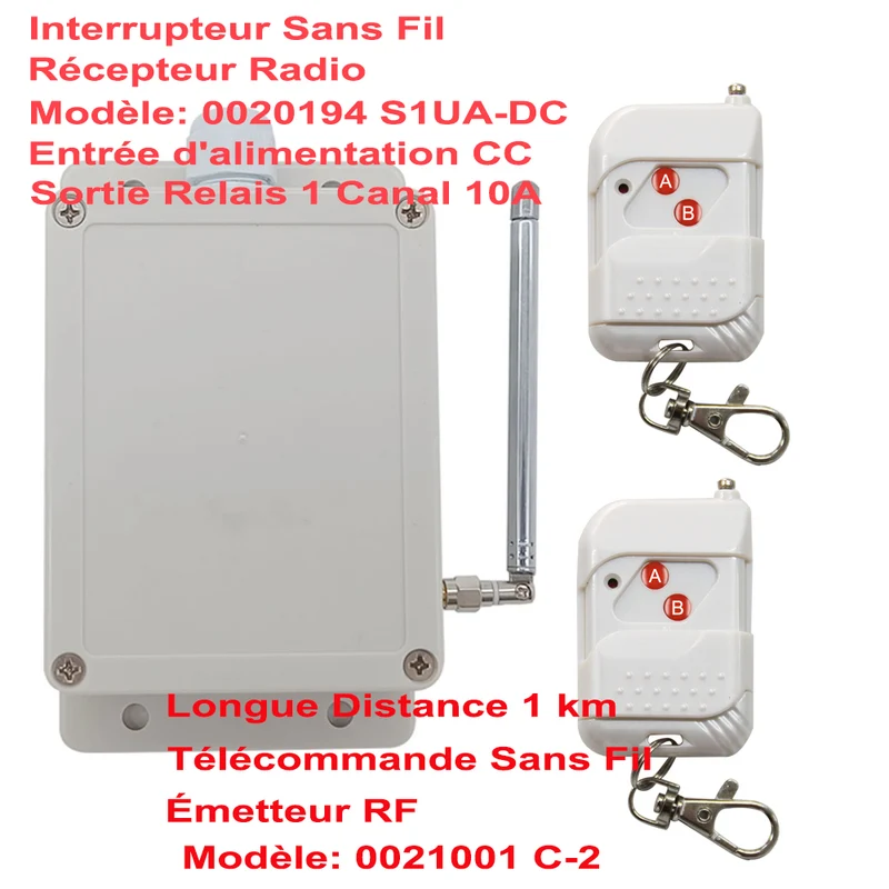 CC Kit Interrupteur Télécommande Sans Fil Sortie Relais 1 Canal 10A (Modèle: 0020194)