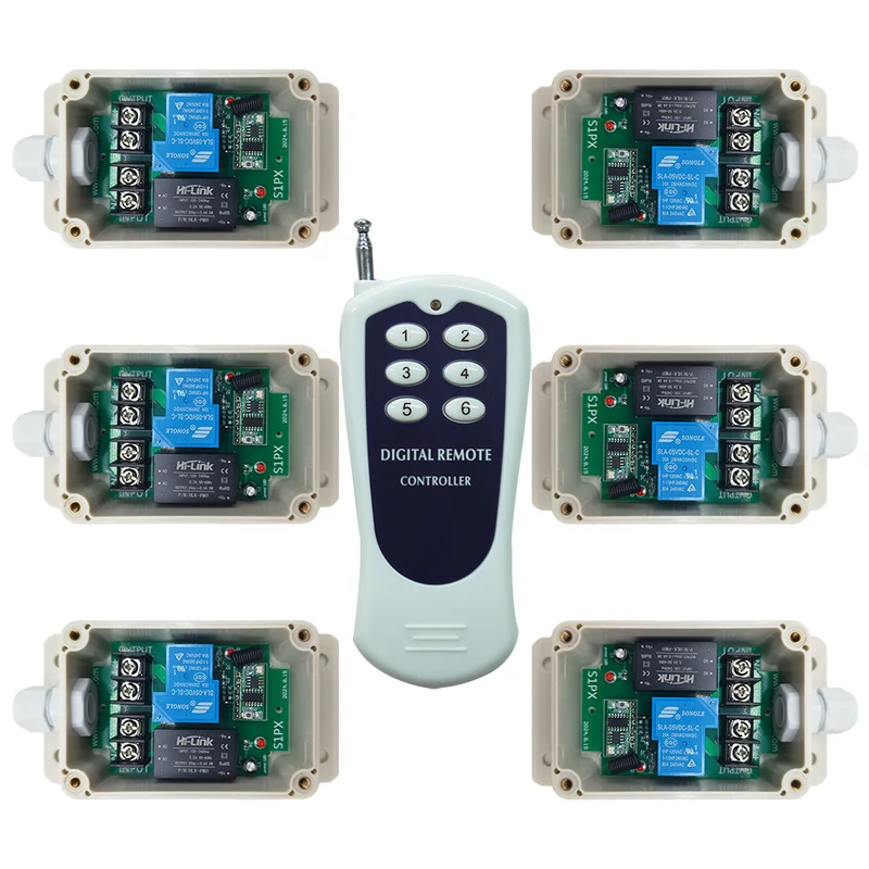 Six 1 Voie 230V 30A Interrupteurs Sans Fil avec Télécommande (Modèle: 0020739)