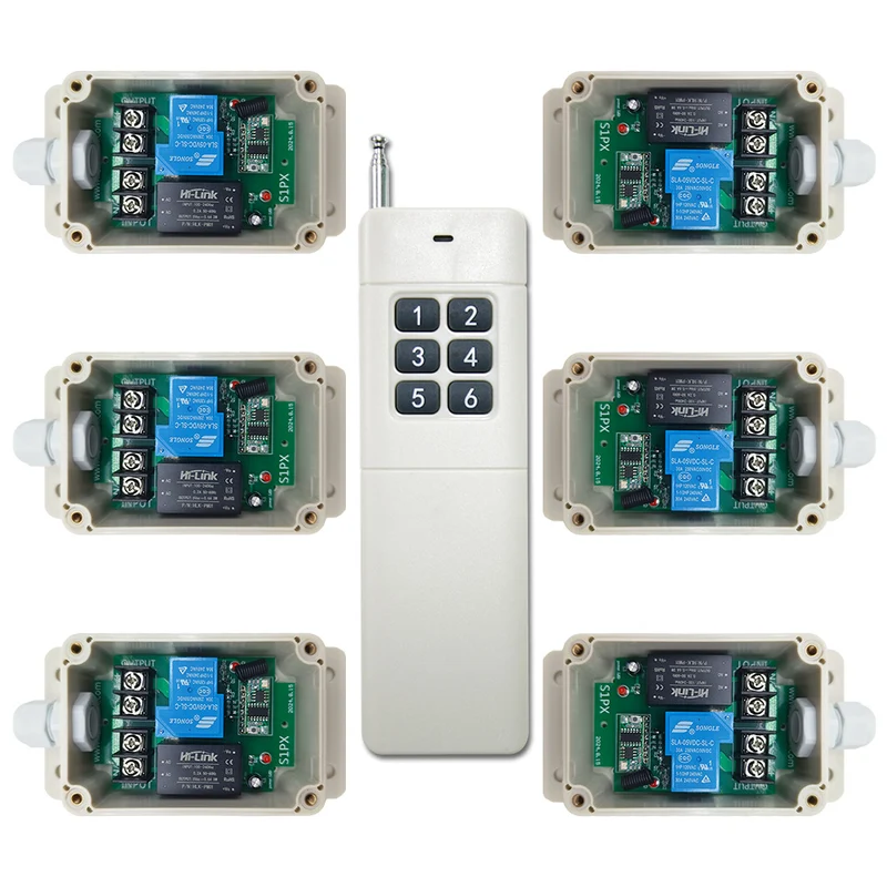 Six 1 Voie 230V 30A Interrupteurs Sans Fil avec Télécommande (Modèle: 0020739)