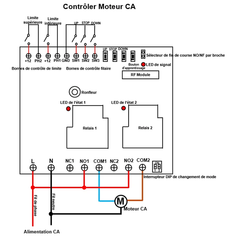 2 Canaux Kit Interrupteur Télécommande Sans Fil 230V 400V 30A (Modèle: 0020072)