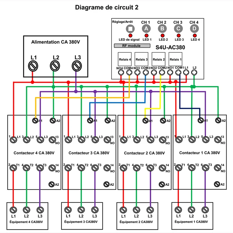 4 Canaux CA Interrupteur Radio Pour Télécommande Sans Fil 380V Équipement (Modèle: 0020701)
