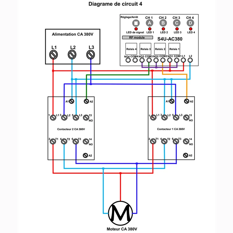 4 Canaux CA Interrupteur Radio Pour Télécommande Sans Fil 380V Équipement (Modèle: 0020701)