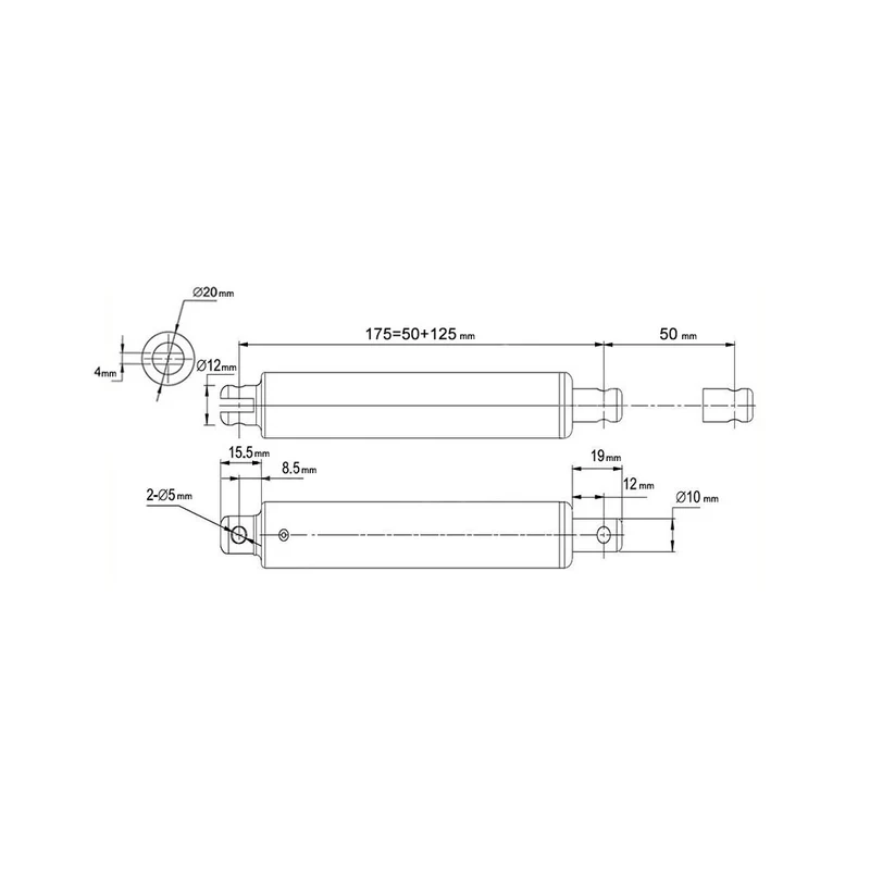 Course 50 mm Vérin Électrique Type Stylo 12V 24V Poussée 120N (Modèle: 0041581)