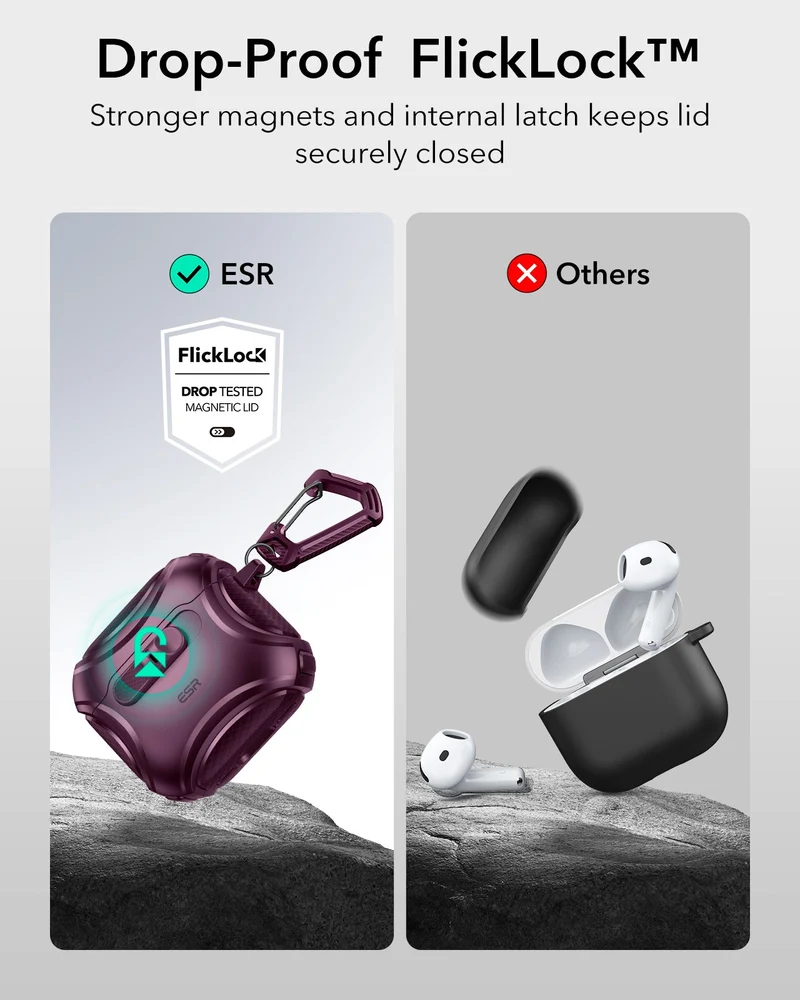 AirPods 5 Cyber FlickLock Magnetic Case - Burgundy