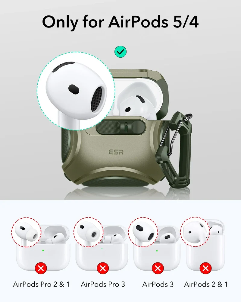 AirPods 5 Cyber FlickLock Magnetic Case - Army Green