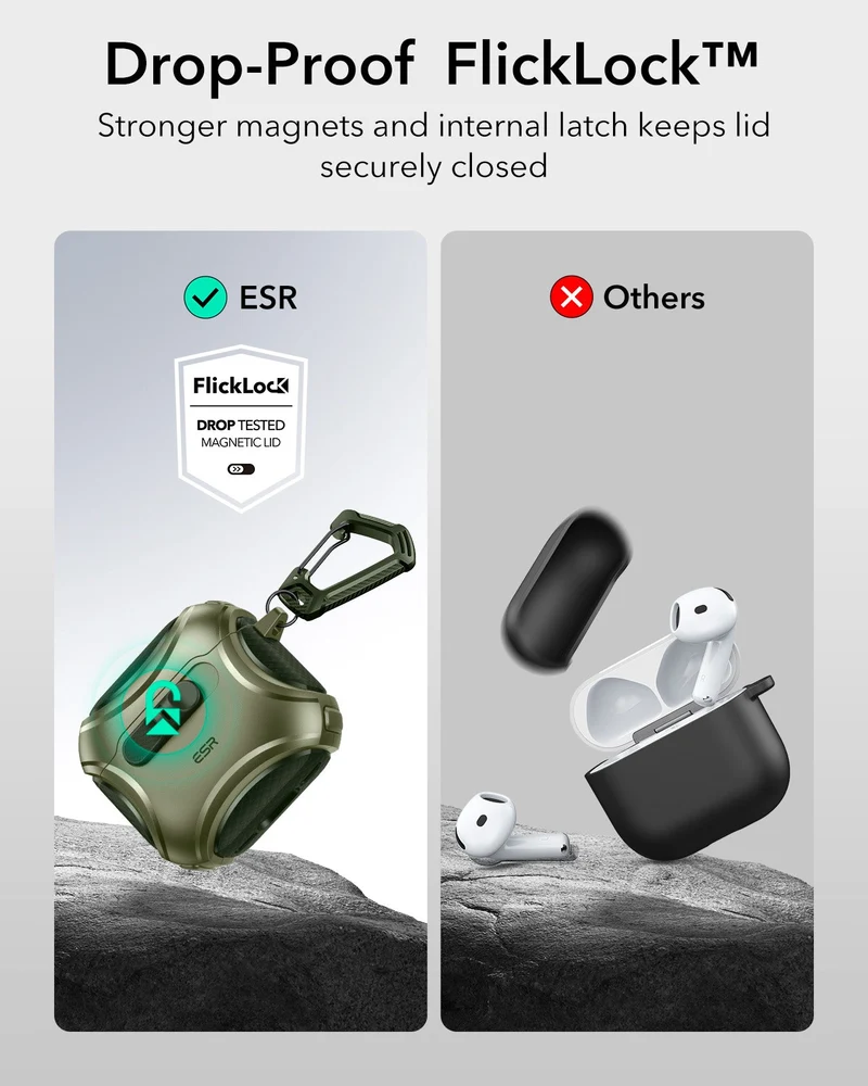 AirPods 5 Cyber FlickLock Magnetic Case - Army Green