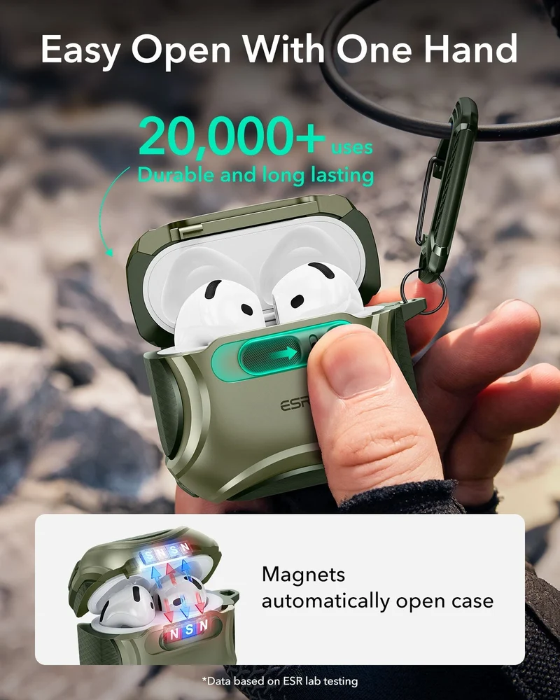 AirPods 5 Cyber FlickLock Magnetic Case - Army Green