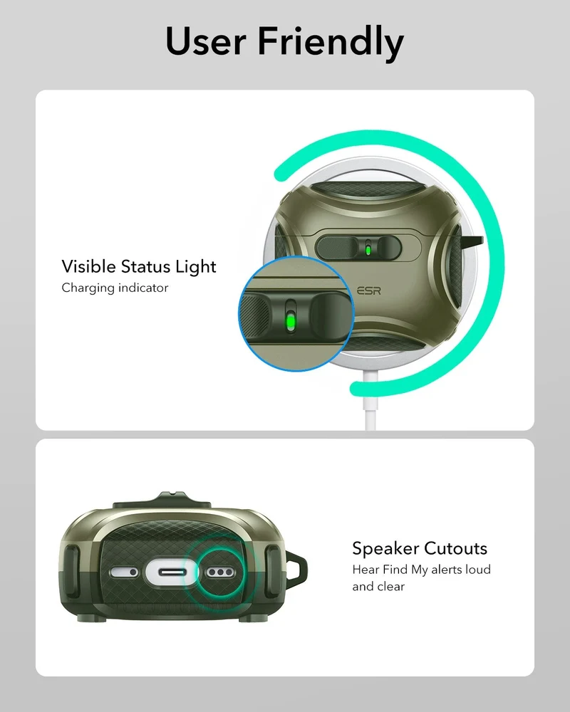 AirPods 5 Cyber FlickLock Magnetic Case - Army Green