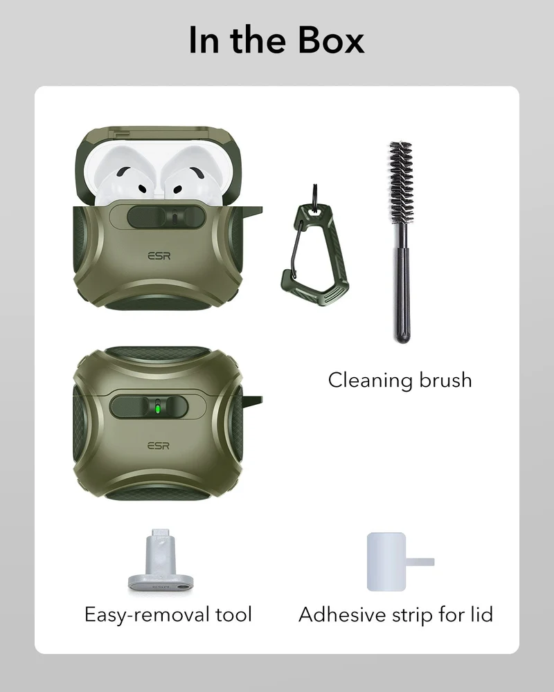 AirPods 5 Cyber FlickLock Magnetic Case - Army Green