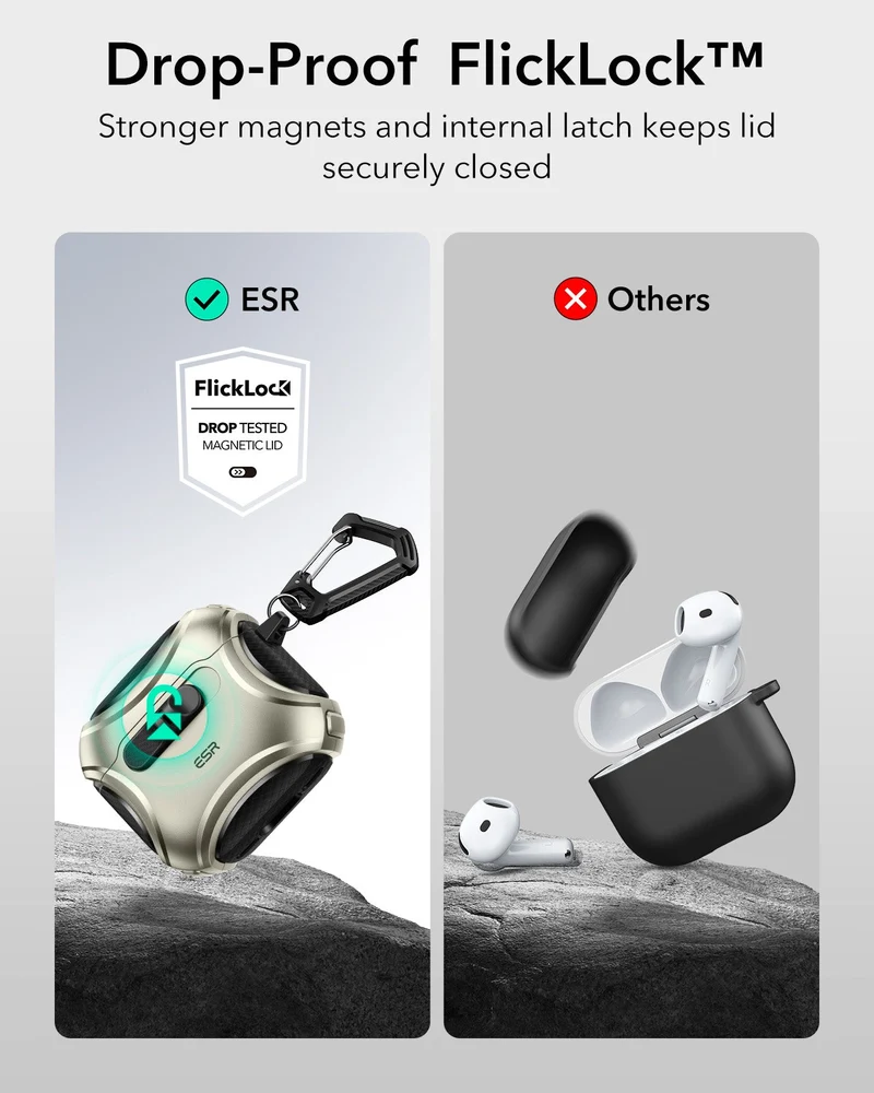 AirPods 5 Cyber FlickLock Magnetic Case - Titanium