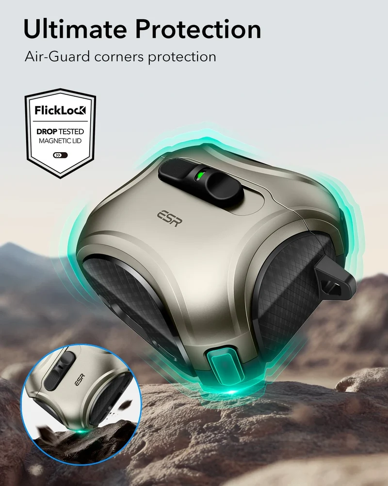AirPods 5 Cyber FlickLock Magnetic Case - Titanium