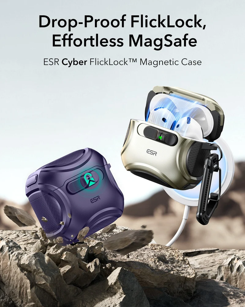 AirPods 5 Cyber FlickLock Magnetic Case - Purple