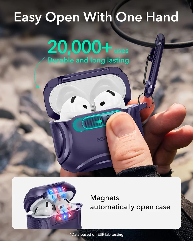 AirPods 5 Cyber FlickLock Magnetic Case - Purple