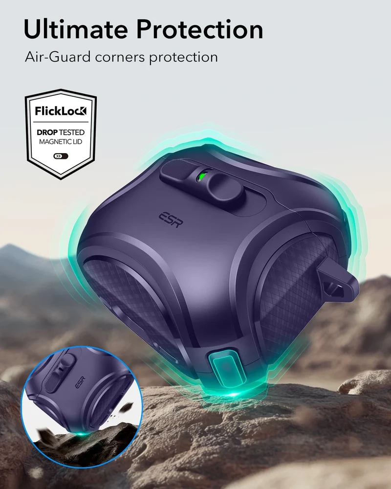 AirPods 5 Cyber FlickLock Magnetic Case - Purple