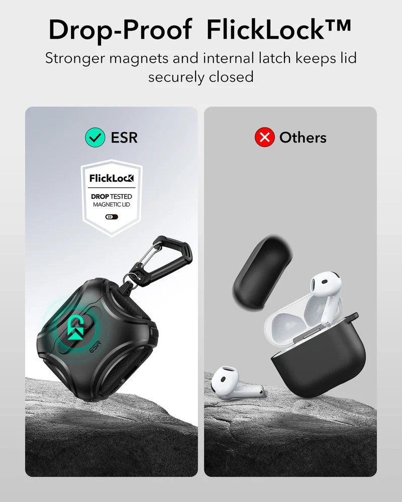 AirPods 5 Cyber FlickLock Magnetic Case - Black